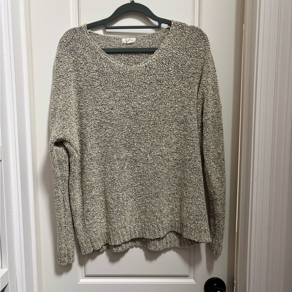 Debut Women's V-Neck Sweater in Cream and Gray
